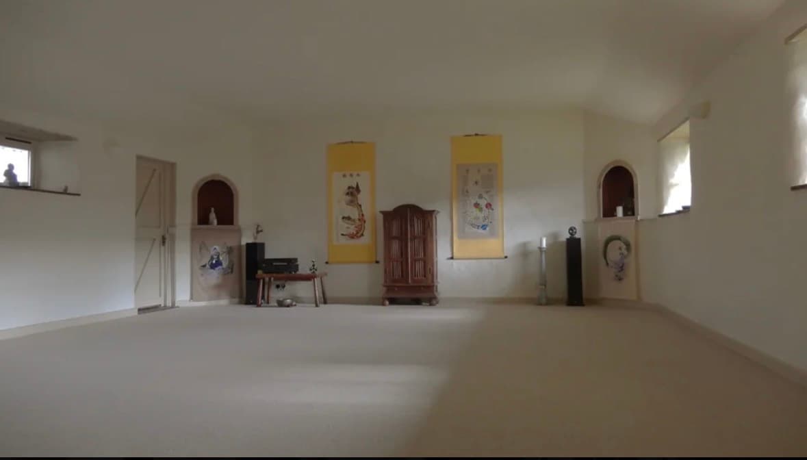 The peaceful yoga and meditation hall