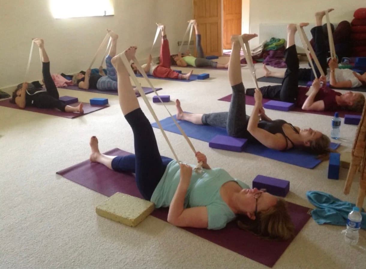A guided Hatha yoga session in the studio